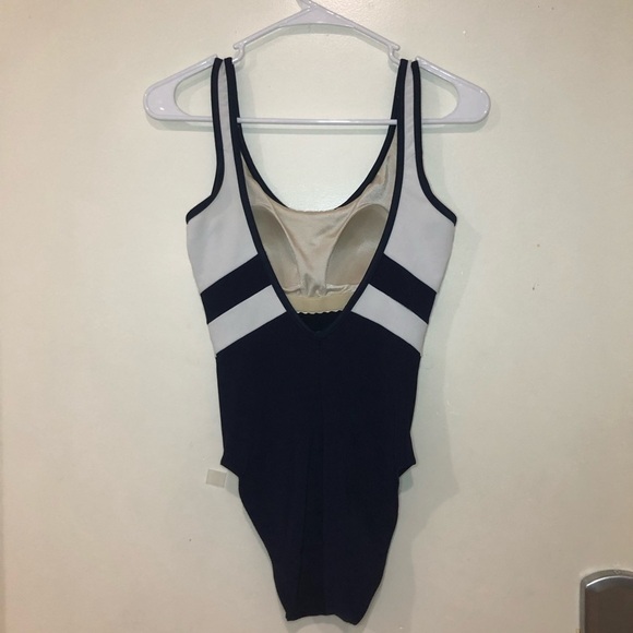 Baltex White & Navy Blue Sailor Padded One Piece Swimsuit Size 8 - Picture 4 of 6